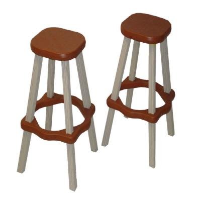 Leisure Accents Barstool Set (2/Carton), Redwood/Beige, 26 Inches Tall