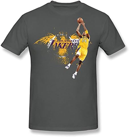 AHOO Men's T-shirt Los Angeles Lakers Kobe Bryant 24 Black Manba DeepHeather Size XS