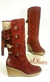 s.Oliver Leder TREND Stiefel bordeaux mit Keilabsatz Gr. 38