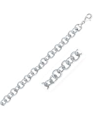 9.0mm 14K White Gold Link Charm Bracelet