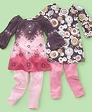 Flapdoodles Little Girl Bell Sleeve Dress & Leggings Set