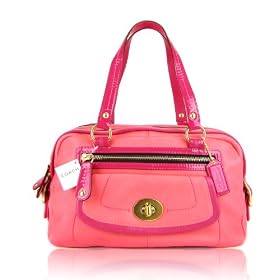 Coach 13382 Bonnie Leather Satchel Handbag Coral Fushia