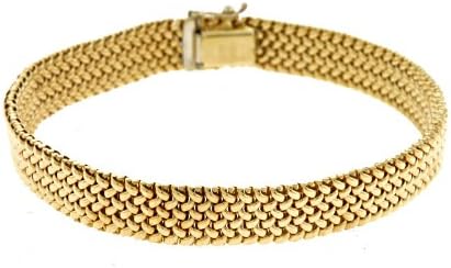 14KT Yellow Mesh Flat 9mm Bracelet BOX-WITH-TONGUE-AND-SAFETY-Clasp 7.75 inches