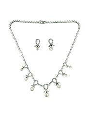 Nickle Free .925 Sterling Silver Jewelry Necklace and Earring White Pearl Set