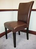2 NEW Brown leather-like parson dining side chairs W/ black legs
