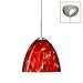 Besa Lighting 1BC-757241-LED-SN 1X6W GU24 Sasha II LED Pendant with Garnet Glass, Satin Nickel Finish
