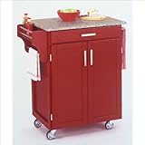 Home Styles Furniture Red Wood Cart with Salt and Pepper Granite Top