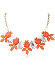 Abstract Floral Navette Shaped Resin Stones Statement Necklace, 16"