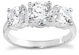  : Sterling Silver 3-Stone Cubic Zirconia Ring, Size 6
