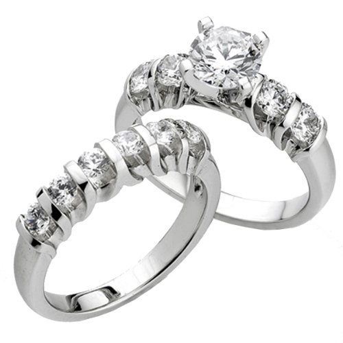 Buy 14k White Gold Round Diamond Ladies Bridal Semi Mount Ring Set (0.75 cttw, H-I Color, I1 Clarity) Center not included