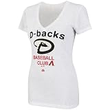 MLB Women's Arizona Diamondbacks City Pretty Short Sleeve Deep V-Neck Confetti Flecked Tee (White With Multi, XX-Large)