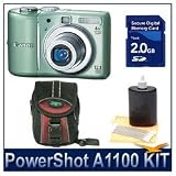 Canon PowerShot A1100IS 12.1 MP Digital Camera with 4x Optical Image Stabilized Zoom and 2.5-inch LCD (Green) Executive Kit With 2GB SD Memroy Card, Carrying Case and Cleaning Kit