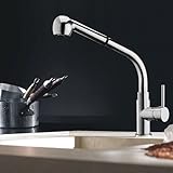 IMAGE OF Single Handle High Arc Pull Out Kitchen Sink Faucet with Two Function Spray Model, Chrome