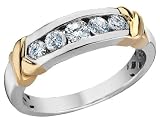 Anniversary Ring: 1/4 Carat (ctw) in 14K White and Yellow Gold Diamond Wedding Band
