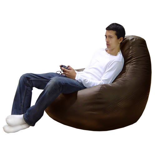 Designer GAMER Recliner Faux Leather BROWN bean bag
