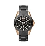Fossil Women's CE1007 Black Ceramic and Gold Bracelet Black Analog Dial Multifunction Watch