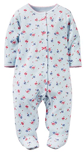 Carters Baby Girls Cotton Sleep & Play (9 Months, Blue Flowers)