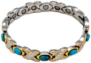 Hugs & Kisses, Xs & Os Gold Plated Women's Magnetic Therapy Bracelet Adjustable 5 to 7.5 In.