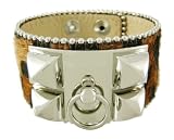 Brown Leopard Hair-On Leather O Ring Fetish Bracelet