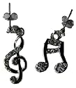 Crystal Treble Clef & Music Note Dangle Earrings