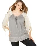 RXB Plus Size Embroidered Peasant Top