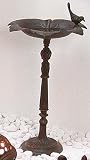 Guss-Vogelbad Blatt 34x61 auf Stand, antik-braun