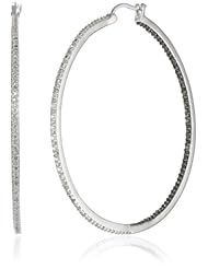 Sterling Silver Black and White Diamond Hoop Earrings (1.0 cttw, I-J Color, I2-I3 Clarity)