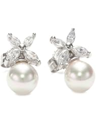 Majorica 8mm White Round Cubic Zirconia Earrings