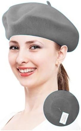 True Wool Beret-Taupe Color For Women in Marble Gray