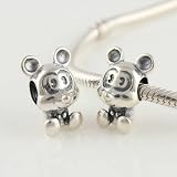 Mickey Mouse 925 Sterling Silver Charm/bead for Pandora, Biagi, Chamilia, Troll and More Bracelets
