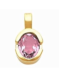 18K Yellow Gold Oval Cut Pink Tourmaline Pendant -- LIFETIME WARRANTY