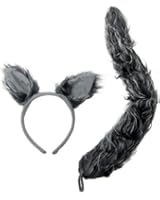 J24630 Wolf Ears & Tail Set Gray, One Size