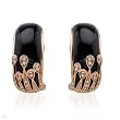 Earrings With Precious Stones - Genuine Clean Diamonds and Onyxes Made in 14K Rose Gold. Total item weight 9.9g Length 22mm