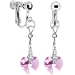 Austrian Crystal Heart June Birthstone Clip Earrings