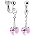 Austrian Crystal Heart June Birthstone Clip Earrings