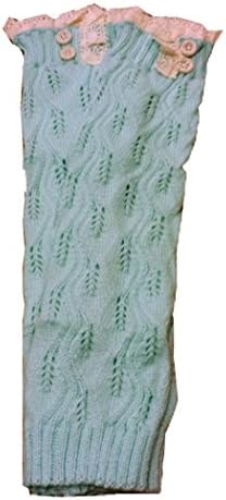 Lace Boot Socks, Leg Warmers with 2 Buttons by Sweetly Savvy (Tiffany Blue)