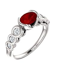 Platinum 7.00x5.00mm Oval Cut Ruby and Diamond Ring -- LIFETIME WARRANTY