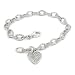 Sterling Silver Charm Bracelet with Pav Heart