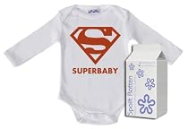 SuperBaby Long Sleeve Babygrows / Bodysuit Alternative Baby Clothes Sizes 0-6 months WHITE/BLACK + in funky Milk Carton