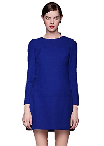 ワンピース 2色 Ａラインワンピ ウエストスリム フレアスカート ラウンドネック バックスリットネック 七分/長袖 エレガント 春秋冬 ミニ丈 サイズ豊富 クマのぬいぐるみ付き K-1858