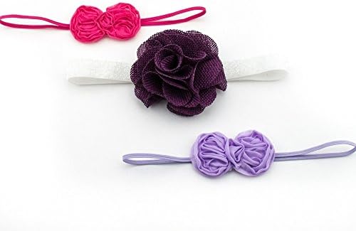Headbands for Girls Hair Accessories Baby Girls 6 Month Cheap Infants Newborn New Head Bands Cute Teens Child Skinny Set Wholesale in a Pack Lot in Bulk Bows Flowers Plain Wedding Pink Purple Elastic Chiffon, 13 in - NEWBORN