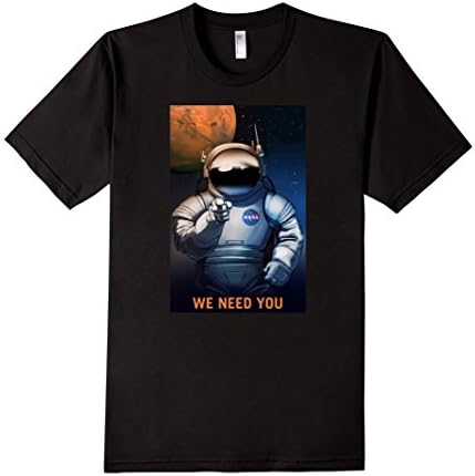 Men's We Need You Mars Space Work Tee shirt Large Black