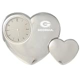 Georgia Bulldogs Silver Tone Double Heart Clock