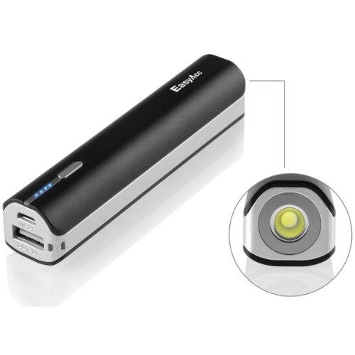  EasyAcc®U-bright 3000mAh Taille Lipstick Sortie 2.1A avec 0.5W LED Lampe Powerbank Portable Chargeur de batterie de secours externe pour iPhone 5S, 5C, 4S (Apple adaptateur non fourni); Samsung Galaxy S4,S3,Note 2 3;Google Nexus 5,4;Google Glass; HTC One, Casques Bluetooth, Android / Windows Smartphones [Ultra Compact, avec le trou de corde]