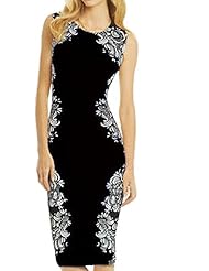 Sleeveless Floral Print Spandex Bodycon Dress/Club Dress/Evening Dress/Prom Dress/Party Dress/Wedding Dress/Midi Dress 