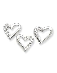 Sterling Silver CZ Heart Pendant & Earrings Set