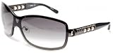 MOSCHINO SUNGLASSES DESIGNER FASHION AUTHENTIC WOMENS SHINY DARK RUTHENIUM HEMATITE CRYSTAL SWAROVSKI WHITE PEARLS FRAME|GRADIENT SMOKE LENS MO561 04