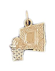 Dazzlers Solid 14k Gold Basketball Ball and Board Charm Pendant Available in three colors from jewelsberry (weights: 0.9 grams only)