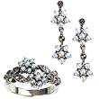 Gemini Silver Natural Seed Pearl Earrings & Ring Set, Natural - Dahlia Vintage Collection