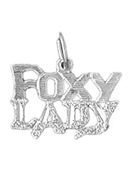 CleverEve Designer Series 14K White Gold Sayings Pendant Foxy Lady 0.7 grams
